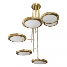 Brass pendant with six saucer shades